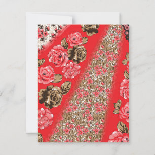 Bräckt rödtyg med svår blommigt och anteckningskort