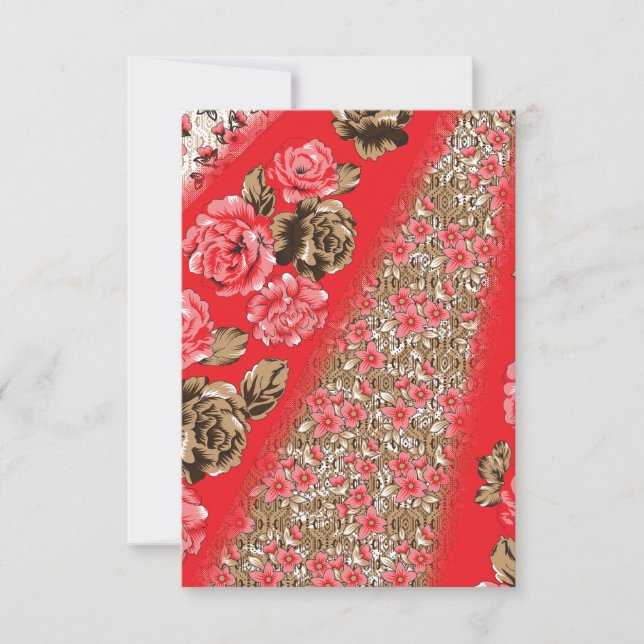 Bräckt rödtyg med svår blommigt och kort (Framsida)