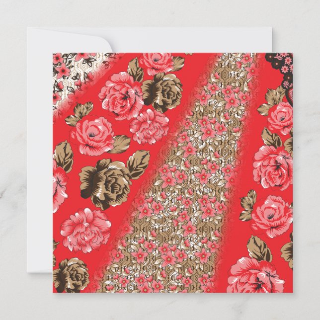 Bräckt rödtyg med svår blommigt och kort (Framsida)