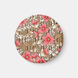 Bräckt rödtyg med svår blommigt och magnet
