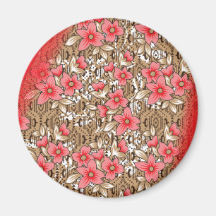 Bräckt rödtyg med svår blommigt och magnet