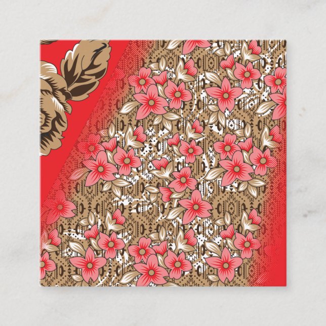 Bräckt rödtyg med svår blommigt och tilläggskort (Framsida)