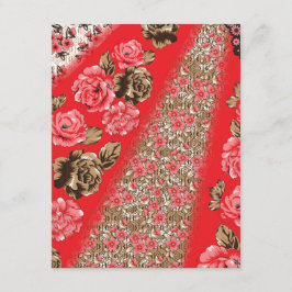 Bräckt rödtyg med svår blommigt och tilläggskort