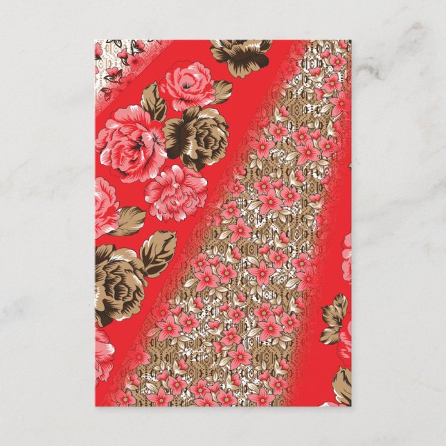 Bräckt rödtyg med svår blommigt och tilläggskort (Framsida)