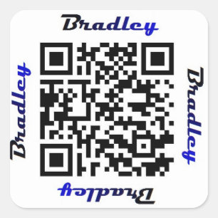 Brad (Bradley) QR kodifierar personlig den KÄNDA Fyrkantigt Klistermärke