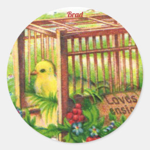 BRAD ~ PÅSK CHICK ~ Söt Vintage Art Runt Klistermärke