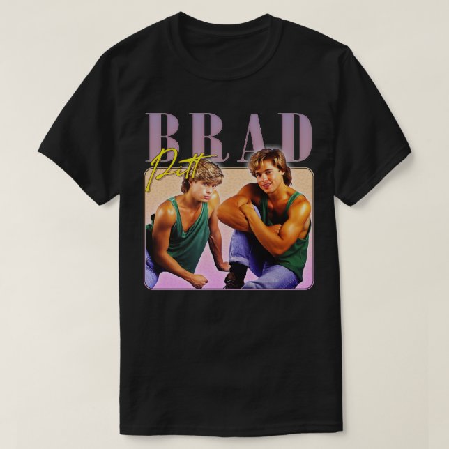 Brad Pitt 90-talet Stil Aesthetic Fläkt Art Design T Shirt (Design framsida)