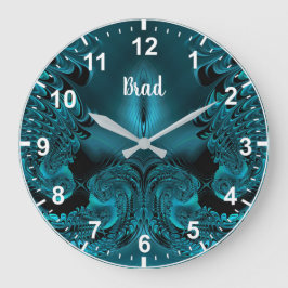 BRAD ~ WOW! Fractal Mönster Grönt och Black ~ Stor Klocka