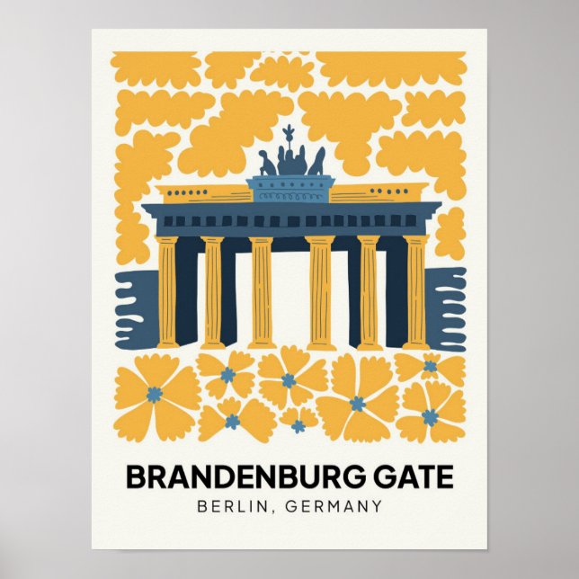 Bradenburg Grind Berlin abstrakt blommigt art. Poster (Framsidan)
