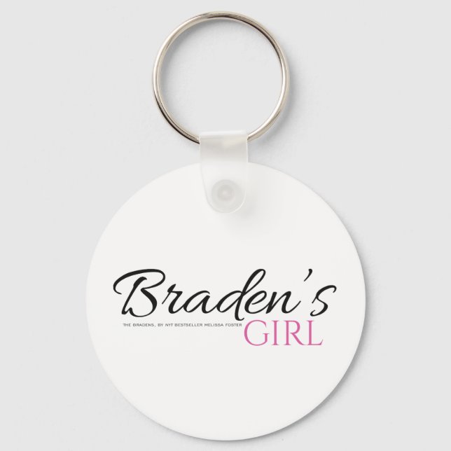 Bradens Girl med svart och rosa Keychain Nyckelring (Framsida)