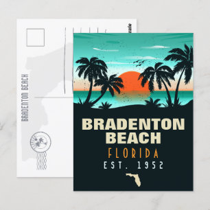Bradenton Beach Florida Retro Sunset Souvenirs Vykort
