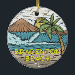 Bradenton Beach Florida Vintage Art Julgransprydnad Keramik<br><div class="desc">Bradenton Beach hand plockade illustrerar med bergen och oceanen vågar i bakgrunden. Perfekt för alla som kärlek att besöka Bradenton Beach.</div>
