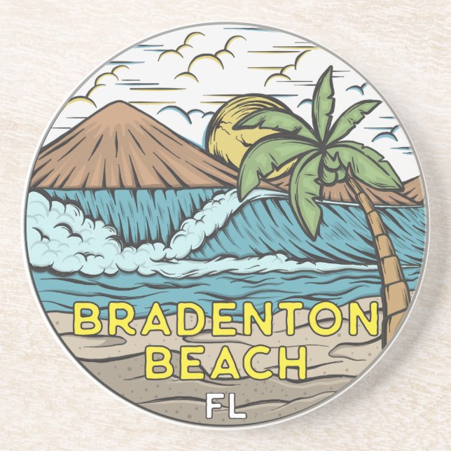 Bradenton Beach Florida Vintage Art Underlägg (Framsidan)