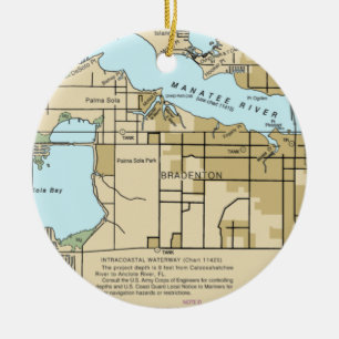 Bradenton FL Nautical Diagram Julgransprydnad Keramik