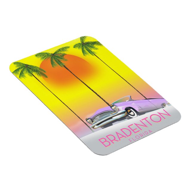 Bradenton Florida Klassisk bil reseresaffiche Magnet (Högersidan)