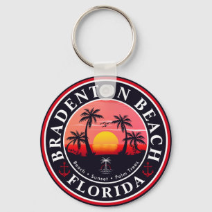 Bradenton Florida Retro Sunset Handflatan träd 196 Nyckelring