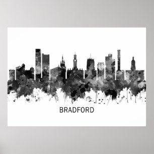 Bradford England Skyline BW Poster