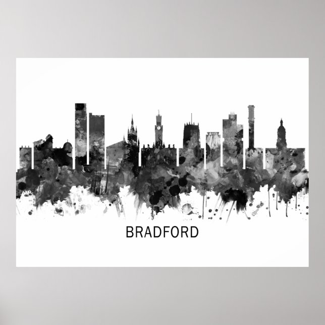 Bradford England Skyline BW Poster (Framsidan)