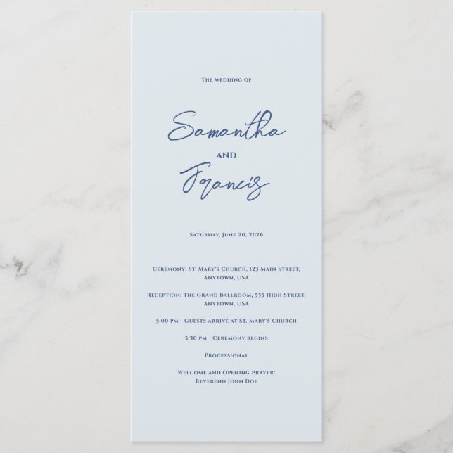 Bradford Modern Bröllop Program (Framsida)