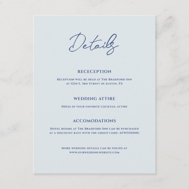 Bradford Modern Bröllop Tilläggskort (Framsida)