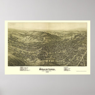 Bradford panorama- karta för PA - 1895 Poster