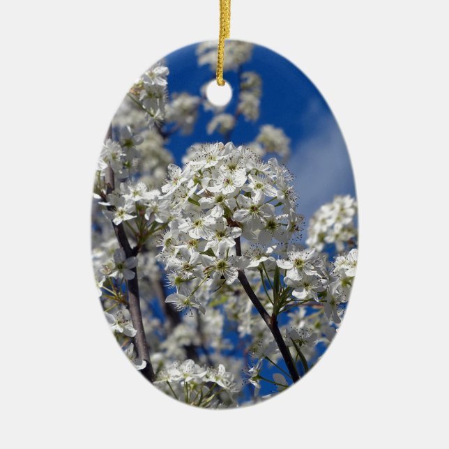 Bradford Pear Blooms Julgransprydnad Keramik (Framsidan)