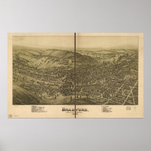 Bradford Pennsylvania 1995 antika panorama- karta Poster