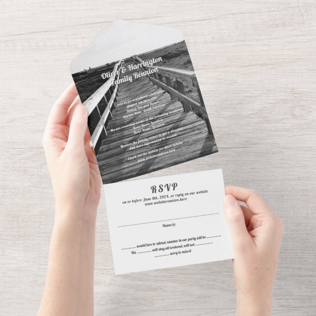 Brädgårdsfamiljens återträff med RSVP-inbjudan (Avrivbar del)