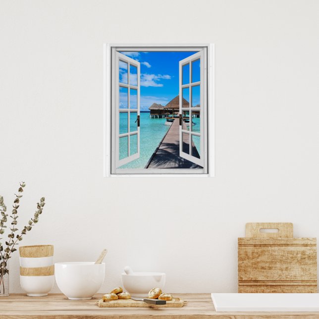 Brädgårdspier Oceanvy Falskt fönster Poster (Kök)
