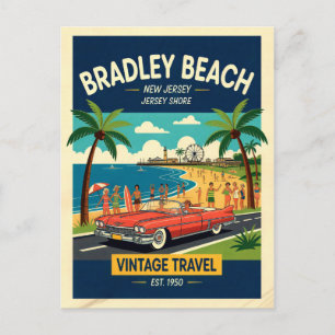 Bradley Beach NJ Jersey Shore Retro Vykort