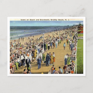 Bradley Beach NJ Scene på Beach Boardwald 1936 Vykort
