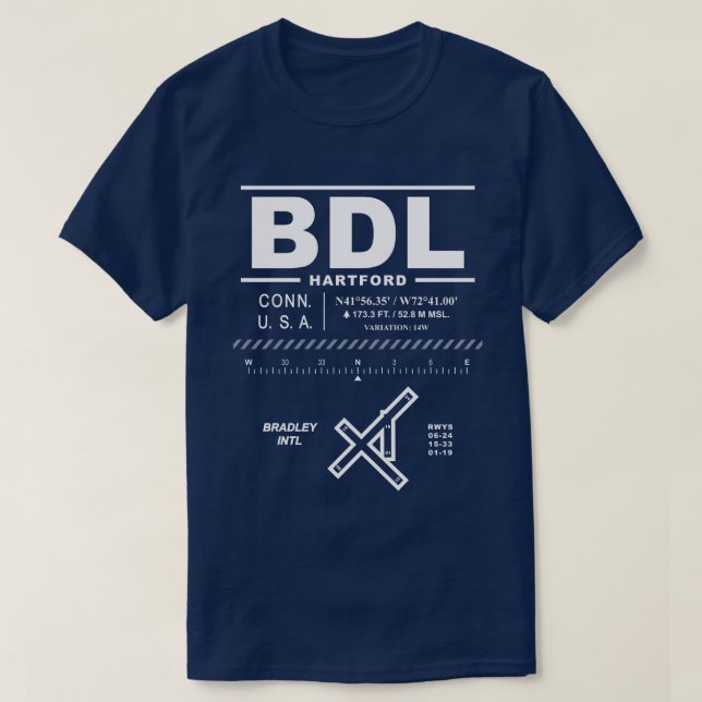 Bradley Internationell Airport (BDL) T-Shirt (Design framsida)