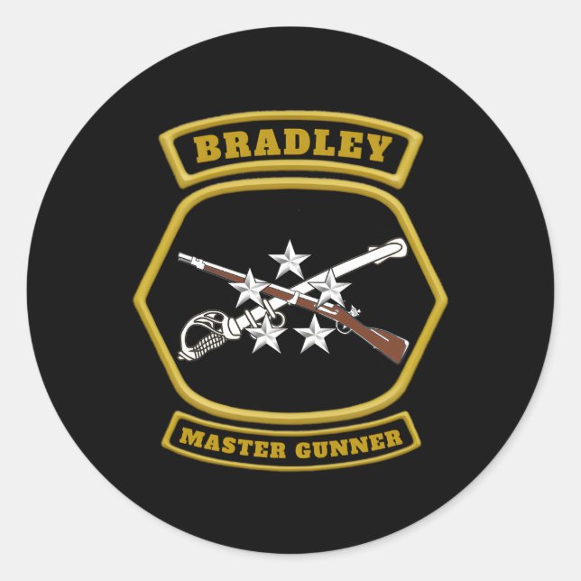 Bradley Master Gunner Emblem Runt Klistermärke (Framsida)