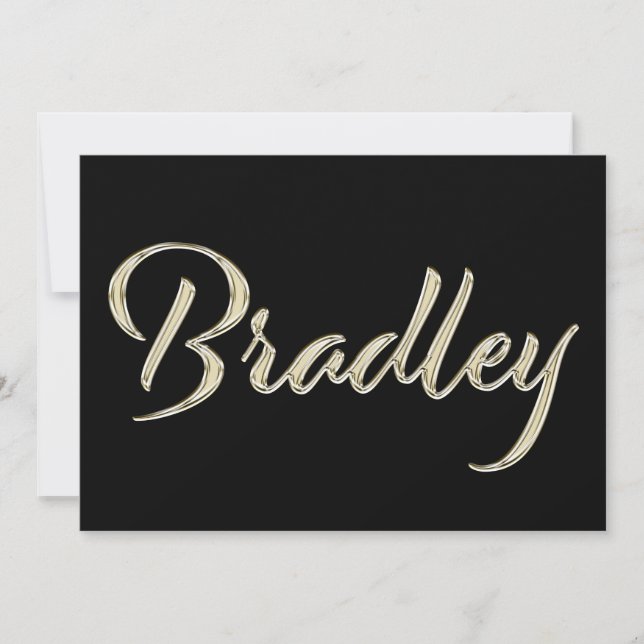 Bradley Name white gold Handwriting Karte Kort (Framsida)
