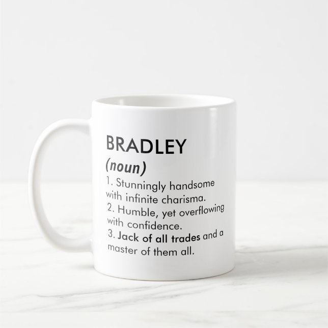 Bradley-namn, Redigerbart namn, Anpassat namn Kaffemugg (Vänster)