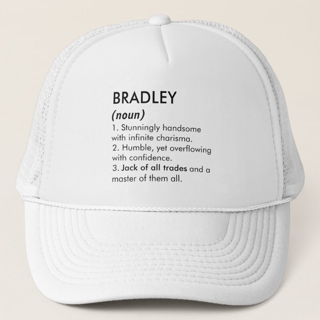 Bradley namn, Redigerbart namn, Anpassat namn Keps (Framsida)