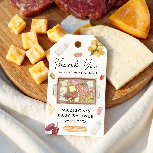 Brädor och flaskor Charkuteri Baby Shower Presentetikett (Skapare uppladdad)