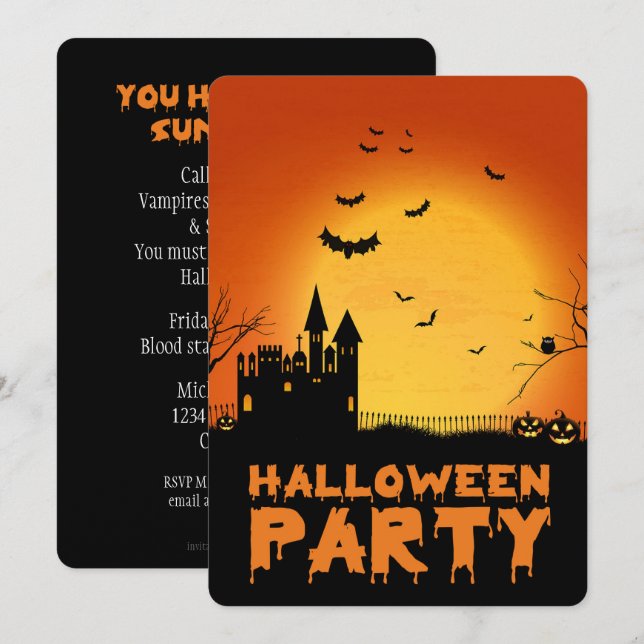 Brådskande inbjudan till Halloween fest (Fram/baksida)