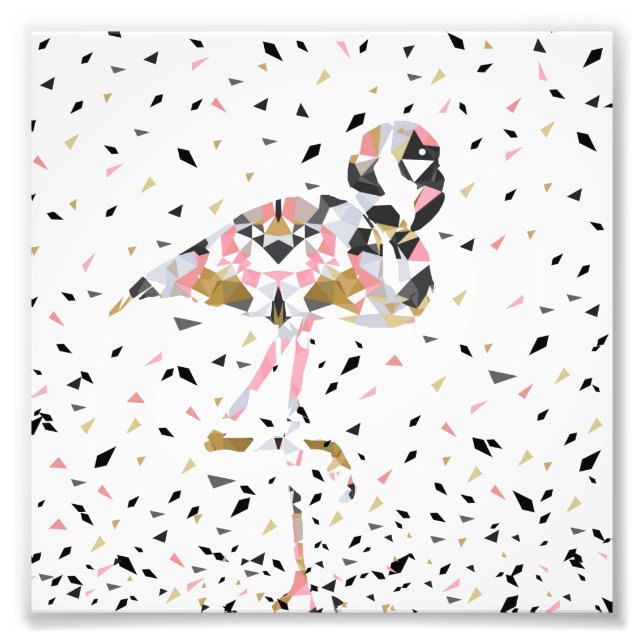 Brådskande utformning av Cute geometric Flamingo Fototryck (Framsidan)