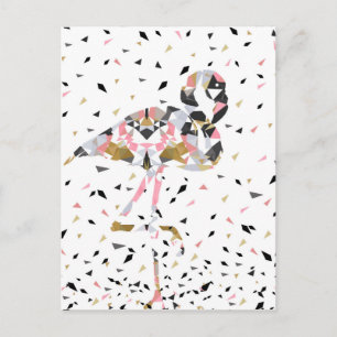 Brådskande utformning av Cute geometric Flamingo Vykort