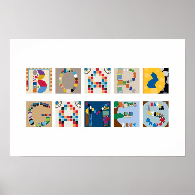 "Brädspel" Brädspel Alfabet Poster (Framsidan)