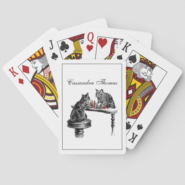 Brädspel Två katter som spelar schackmatch röd Spel Kort (Baksidan)