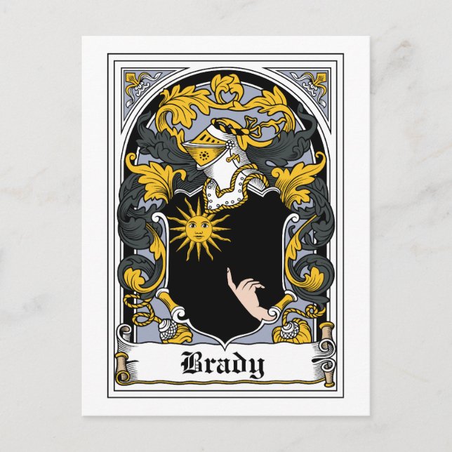 Brady Family Crest Vykort (Framsida)