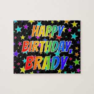 "BRADY" Förnamn, Kul "GRATTIS PÅ FÖDELSEDAGEN" Pussel