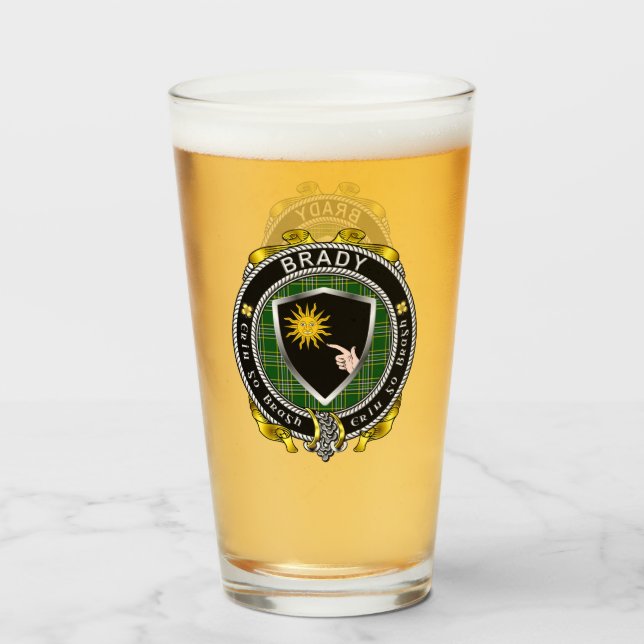 Brady Irish Shield Beer Glass Glaskopp (Framsida fylld)