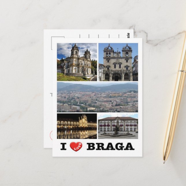 Braga - Jag älskar - Portugal - Vykort (Fram/Back In Situ)