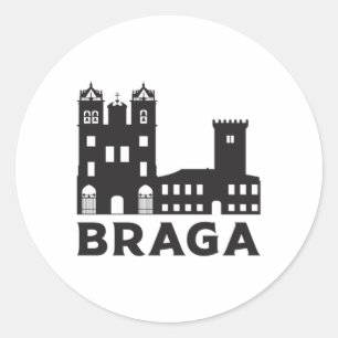 Braga Portugal City Skyline Cityscape Gift Idea Runt Klistermärke