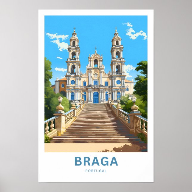 Braga Portugal Travel Skriv ut Poster (Framsidan)