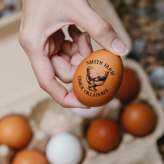 Brahma Chicken Hen med din gård Namn Egg Frimärke Stämpel (Skapare uppladdad)