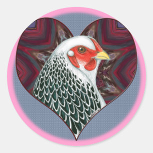Brahma Hen Heart Runt Klistermärke